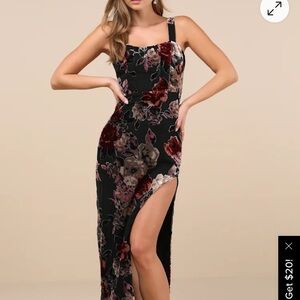 Floral Black and Red Women's Dress